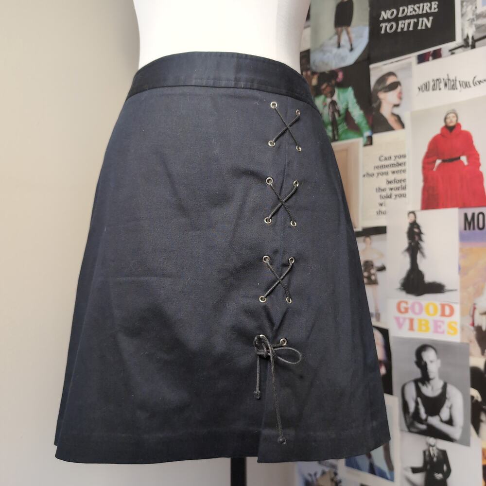 Navy lace-Up Mini Skirt Whimsygoth